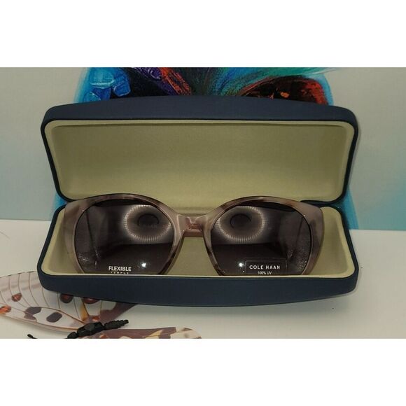 NIB - Cole Haan Blush Tortoise Flexible Temple 100% UV Sunnies w/ Case - Picture 6 of 9